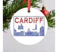 LMMIXEE Cardiff Skyline Cityscape Christmas Ornaments 2024 Cardiff City Christmas Decorations For Tree Country City Souvenir Custom Ornament Travel Lover Party Holiday Decor