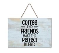 LMMIXEE Coffee And Friends Make The Perfect Blend Bohemia Wooden Sign Wall Art Rustic Wall Decorations for Living Room Kitchen Retro Hanging Sign Housewarming Gift 6x10 inch