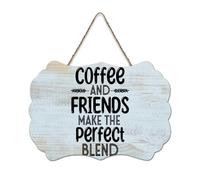 LMMIXEE Coffee And Friends Make The Perfect Blend Wooden Pallet Bohemia Wall Sign 6x10 inch Rustic Wooden Wall Art Farmhouse Decor Kitchen Retro Hanging Sign Housewarming Gift