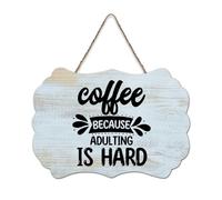 LMMIXEE Coffee Because Adulting Is Hard Wooden Pallet Bohemia Wood Signs With Quotes 8x12 inch Rustic Wooden Wall Art Farmhouse Decor Kitchen Wall Sign Home Decor Housewarming Gift