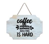 LMMIXEE Coffee Because Adulting Is Hard Wooden Pallet Bohemia Wood Signs With Sayings 8x12 inch Rustic Wooden Wall Art Farmhouse Decor Kitchen Retro Hanging Sign Housewarming Gift