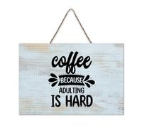 LMMIXEE Coffee Because Adulting Is Hard Wooden Pallet Funny Wood Signs 6x10 inch Rustic Wooden Wall Art Farmhouse Decor Kitchen Retro Hanging Sign Housewarming Gift