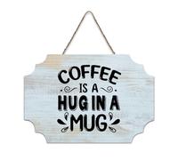 LMMIXEE Coffee Is A Hug in A Mug Wood Signs Words Letters Wood Plaque Farmhouse Family Wall Art Rustic Wall Decor for Home Kitchen Bathroom Living Room 8x12 inch