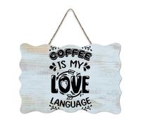 LMMIXEE Coffee Is My Love Language Vintage Country Wooden Sign Wall Decorations for Living Room Rustic Wall Art Kitchen Home Decor Hanging Signs Housewarming Gift 8x12 inch