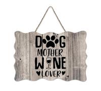 LMMIXEE Dog Mother Wine Lover Wooden Pallet Bohemia Wall Sign with Inspirational Quotes 8x12 inch Rustic Wooden Wall Art Farmhouse Decor Kitchen Retro Hanging Sign Housewarming Gift