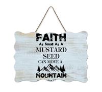 LMMIXEE Faith As Small As A Mustard Seed Wood Sign Words Letters Wooden Signs Rustic Wall Hanger Farmhouse Wall Art for Living Room Living Room Bedroom Office 6x10 inch