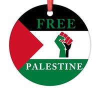 Lmmixee Free Palestine Christmas Tree Decorations Palestine National Flag Personalized Christmas Ornaments 2023 Christmas Decor Gifts for Wedding Anniversary Holiday Pendants 3 Inch