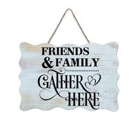 LMMIXEE Friends And Family Gather Here Wooden Pallet Bohemia Wood Signs 8x12 inch Rustic Wooden Wall Art Farmhouse Decor Kitchen Home Decor Hanging Signs Housewarming Gift