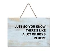 LMMIXEE Funny Wooden Pallet Sign Just So You Know There's Like A Lot of Boys in Here Wood Signs 6x10 inch Family Farmhouse Decor Wall Art for Home Kitchen Living Room Coffee Bar
