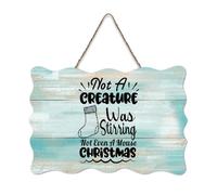 LMMIXEE Funny Wooden Pallet Sign Not A Creature Was Stirring Not Even A Mouse Christmas Wood Signs 6x10 inch Family Farmhouse Decor Wall Art for Home Kitchen Bathroom Living Room