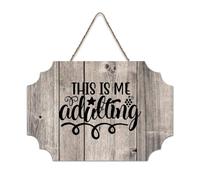 LMMIXEE Funny Wooden Pallet Sign This Is Me Adulting Wood Signs 8x12 inch Farmhouse Wall Art Home Decor Hanger Family Wall Decor for Home Kitchen Bathroom Living Room
