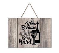 LMMIXEE Funny Wooden Pallet Sign Wine Because Adulting Is Hard Wood Signs 6x10 inch Family Wall Decor Farmhouse Decor Wall Art Hanger for Living Room Living Room Bedroom Office