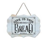 LMMIXEE Give Us This Day Our Daily Bread Matthew 6-11 Funny Wooden Signs Wall Art Rustic Wall Decorations for Living Room Kitchen Wall Sign Home Decor Housewarming Gift 6x10 inch