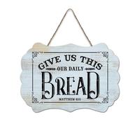 LMMIXEE Give Us This Day Our Daily Bread Matthew 6-11 Wood Sign Classic Quotes Wooden Signs Farmhouse Wall Art Rustic Wall Decor for Home Bedroom Living Room Wedding Gifts 8x12 inch