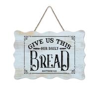 LMMIXEE Give Us This Day Our Daily Bread Matthew 6-11 Wood Signs Wood Plaque Farmhouse Wall Art Rustic Wall Decor for Bedroom Living Room Housewarming Gift 6x10 inch