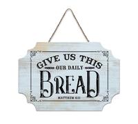 LMMIXEE Give Us This Day Our Daily Bread Matthew 6-11 Wood Signs Words Letters Wooden Sign Rustic Wall Hanger Farmhouse Wall Art for Home Bedroom Kitchen Living Room 8x12 inch