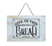 LMMIXEE Give Us This Day Our Daily Bread Matthew 6-11 Wooden Pallet Funny Wood Signs 6x10 inch Rustic Wooden Wall Art Farmhouse Decor Kitchen Retro Hanging Sign Housewarming Gift