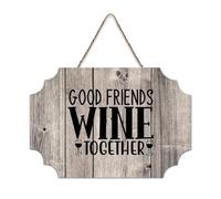 LMMIXEE Good Friends Wine Together Bohemia Wood Plaque Motivational Wall Art Rustic Wall Decorations for Living Room Kitchen Home Decor Hanging Signs Housewarming Gift 8x12 inch
