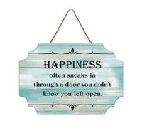 LMMIXEE Happiness Often Sneaks in through A Door Vintage Wood Plaque Wall Art Rustic Wall Decorations for Living Room Kitchen Home Decor Hanging Signs Housewarming Gift 8x12 inch