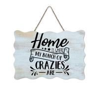 LMMIXEE Home Is Where My Bunch of Crazies Are Wooden Pallet Rustic Signs 8x12 inch Rustic Wooden Wall Art Farmhouse Decor Kitchen Wall Sign Home Decor Housewarming Gift
