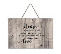 LMMIXEE Home The Story of Who We Are Vintage Country Wood Plaque Wall Art Rustic Wall Decorations for Living Room Kitchen Home Decor Hanging Signs Housewarming Gift 8x12 inch