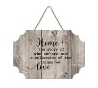 LMMIXEE Home The Story of Who We Are Wooden Pallet Retro Vintage Wall Sign 8x12 inch Rustic Wooden Wall Art Farmhouse Decor Kitchen Retro Hanging Sign Housewarming Gift
