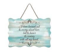 LMMIXEE I Have Learned Not to Worry About Love Bohemia Wooden Sign Wall Art Rustic Wall Decorations for Living Room Kitchen Home Decor Hanging Signs Housewarming Gift 8x12 inch