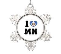 LMMIXEE I Love Minnesota Flag Christmas Ornaments 2024 I Love I Love Minnesota Home State Country City Souvenir Metal Travel Snowflake Ornament Keepsake Xmas New Year Gifts 3 Inch