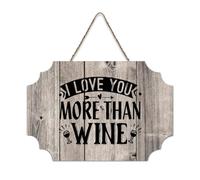 LMMIXEE I Love You More Than Wine Modern Rustic Wood Plaque Motivational Wall Art Rustic Wall Decorations for Living Room Kitchen Retro Hanging Sign Housewarming Gift 6x10 inch