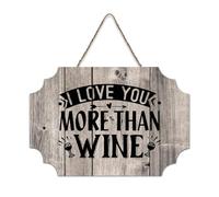 LMMIXEE I Love You More Than Wine Wood Signs Classic Quotes Wooden Signs Farmhouse Decor Wall Art Wall Hanger Sign for Kitchen Bedroom Living Room Foyer 8x12 inch
