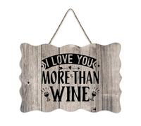 LMMIXEE I Love You More Than Wine Wood Signs Words Letters Wood Plaque Rustic Wall Hanger Farmhouse Wall Art for Home Bedroom Living Room Wedding Gifts 6x10 inch
