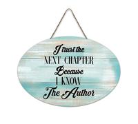 LMMIXEE I Trust The Next Chapter Because I Know The Author Vintage Wooden Sign Wall Art Rustic Wall Decorations for Living Room Kitchen Wall Sign Home Decor Housewarming Gift 6x10 inch