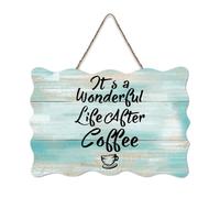 LMMIXEE Its A Wonderful Life After Coffee Wood Signs Funny Sayings Art Wood Plaque Farmhouse Wall Art Rustic Wall Decor for Living Room Bedroom New House Gift 6x10 inch