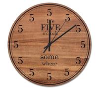LMMIXEE Its Five O'clock Somewhere Wall Clock Wood Grain Style Large Wall Clocks Battery Operated 15 Inch Quiet Farmhouse Modern Wall Decor for Bedroom Living Room Kitchen School Office