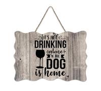LMMIXEE It's Not Drinking Alone If The Dog Is Home Bohemia Wooden Sign Wall Art Rustic Wall Decorations for Living Room Kitchen Home Decor Hanging Signs Housewarming Gift 8x12 inch