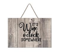 LMMIXEE It's Wine Oclock Somewhere Vintage Country Wood Plaque Motivational Wall Decorations for Living Room Rustic Wall Art Kitchen Retro Hanging Sign Housewarming Gift 8x12 inch