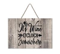 LMMIXEE Its Wine OClock Somewhere Wood Signs Words Letters Wooden Sign Farmhouse Family Wall Art Rustic Wall Decor for Home Kitchen Bathroom Living Room 6x10 inch