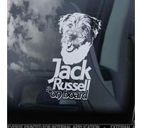 LMMIXEE Jack Russell on Board Stickers Car Decal Window Decal Russel Terrier JRT Dog Sign Decal Dog Mom Dad Vinyl Die Cut Decals Funny Dog Bumper Stickers Jack Russell Dog Owner Gift