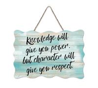 LMMIXEE Knowledge Will Give You Power Wood Sign Inspirational Quote Wooden Signs Farmhouse Wall Art Rustic Wall Decor for Home Bedroom Living Room Wedding Gifts 6x10 inch