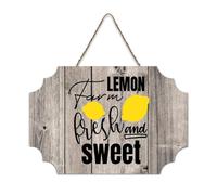 LMMIXEE Lemon Farm Fresh And Sweet Wood Signs Classic Quotes Wood Plaque Farmhouse Decor Wall Art Wall Hanger Sign for Living Room Bedroom New House Gift 6x10 inch