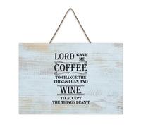 LMMIXEE Lord Gave Me Coffee to Change The Things Wood Signs Funny Sayings Art Wooden Signs Rustic Wall Hanger Farmhouse Wall Art for Bedroom Living Room Housewarming Gift 6x10 inch