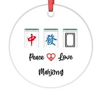 LMMIXEE Mahjong Christmas Decorations For Tree Peace Love Mahjong Christmas Ornaments 2024 Funny Mahjongg Tile Gifts for Mahjong Players Xmas Tree Pendant Winter Holiday Party Decor