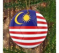 LMMIXEE Malaysia Flag Christmas Ornaments 2024 Malaysia Soccer Football Christmas Tree Decorations Patriotic Ornament Xmas Tree Hang Pendant Winter Exchange Gift 3 Inch