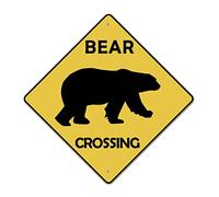LMMIXEE Metal Sign Plaque Bear Xing Bear Crossing Warning Sign Caution Beware of Bear Crossing Zone Weather Resistant Animal Sign Funny Aluminum Aluminum Sign for Gate Backyard Decor 12 Inch