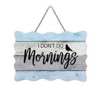 LMMIXEE Modern Rustic Wooden Pallet Sign I Don’t Do Mornings Wood Signs 6x10 inch Family Wall Decor Farmhouse Decor Wall Art Hanger for Living Room Bedroom New House Gift