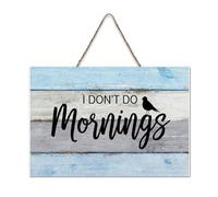 LMMIXEE Modern Rustic Wooden Pallet Sign I Don’t Do Mornings Wood Signs 6x10 inch Farmhouse Wall Decor Wall Art Hanger Home Decor for Home Bedroom Living Room Wedding Gifts