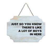 LMMIXEE Modern Rustic Wooden Pallet Sign Just So You Know There's Like A Lot of Boys in Here Wood Signs 8x12 inch Wall Art Farmhouse Wall Decor for Home Bedroom Kitchen Living Room