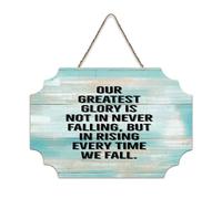 LMMIXEE Modern Rustic Wooden Pallet Sign Our Greatest Glory Is Not in Never Falling Wood Signs 8x12 inch Farmhouse Wall Art Hanger Family Wall Decor for Home Bedroom Living Room Wedding Gifts