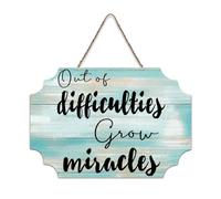 LMMIXEE Modern Rustic Wooden Pallet Sign Out of Difficulties Grow Miracles Wood Signs 8x12 inch Farmhouse Wall Art Hanger Family Wall Decor for Bedroom Living Room Housewarming Gift
