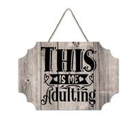 LMMIXEE Modern Rustic Wooden Pallet Sign This Is Me Adulting Wood Signs 6x10 inch Farmhouse Wall Art Home Decor Hanger Family Wall Decor for Home Kitchen Living Room Coffee Bar